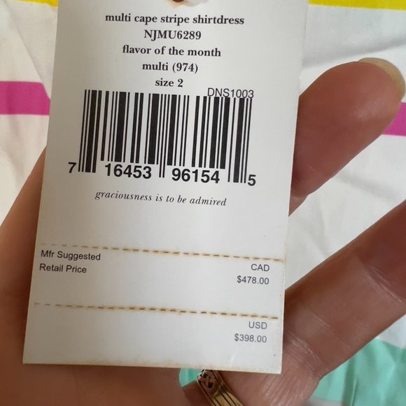 Kate Spade Dress Flavor of the Month Multicolor Stripe Size 2 - Picture 5 of 12